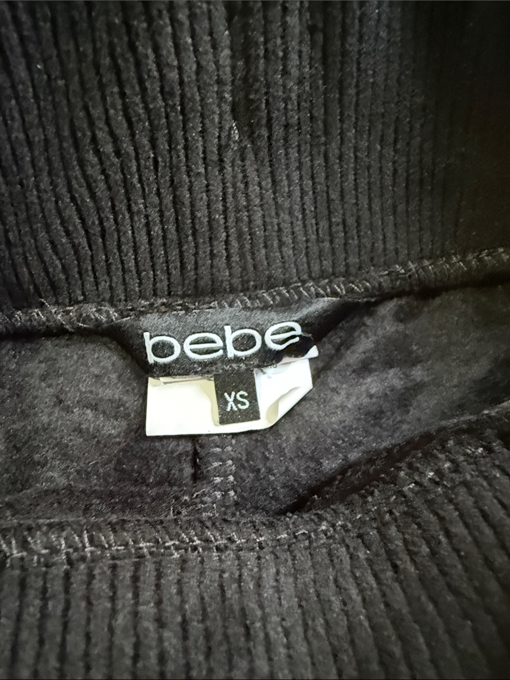 Bebe Black Velour Rhinestone Tracksuit Women’s Size XS Hoodie & Pants - Picture 8 of 12